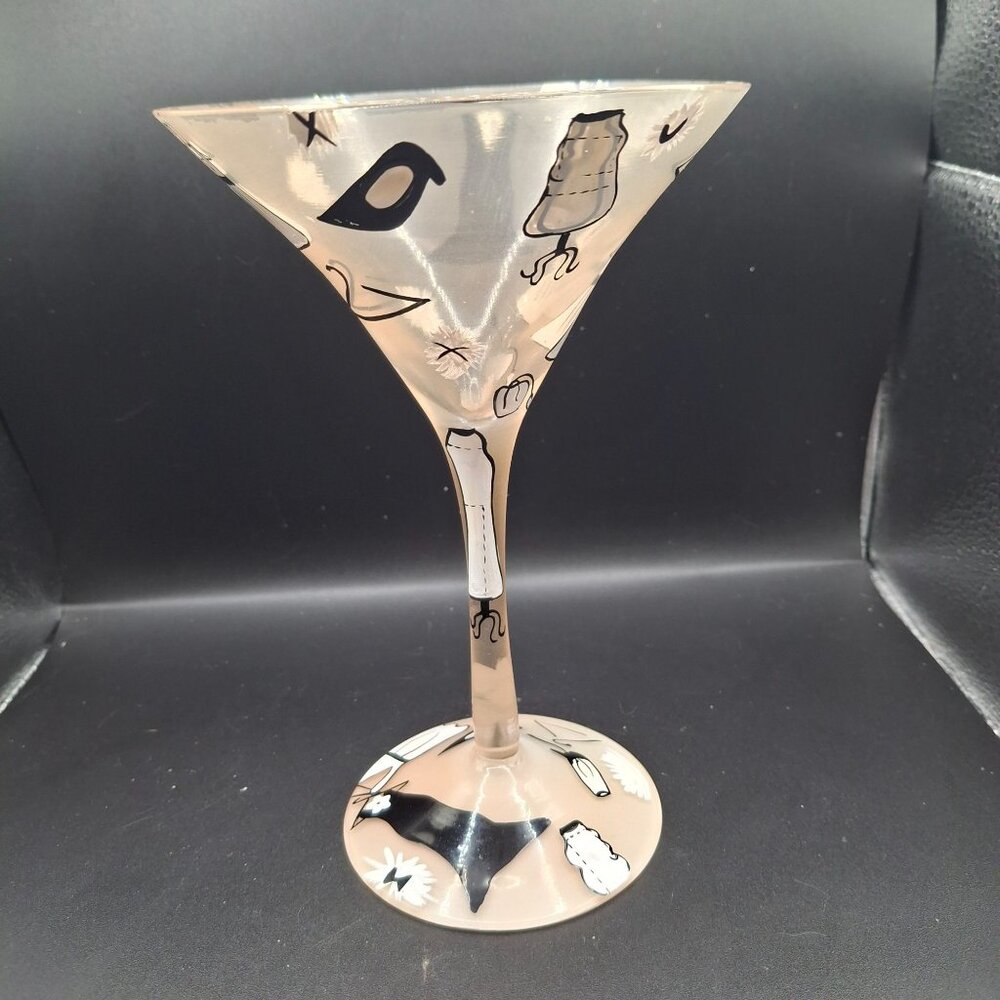 Hand-Painted Lolita "Glamour-Tini" Martini Glass With Fashion-Themed Design